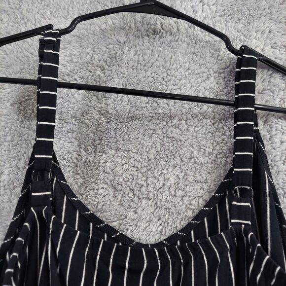 Torrid Size 1 Stretch Soft Stripe Tie Waist Jersey Crop Jumpsuit Black White NEW - Picture 12 of 13